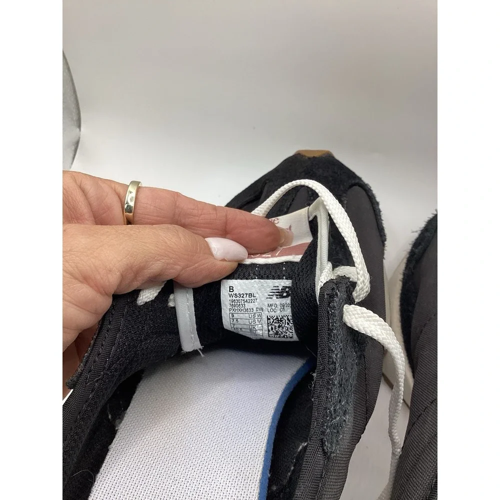 Size 9.5 - New Balance 327 Black White Gum W